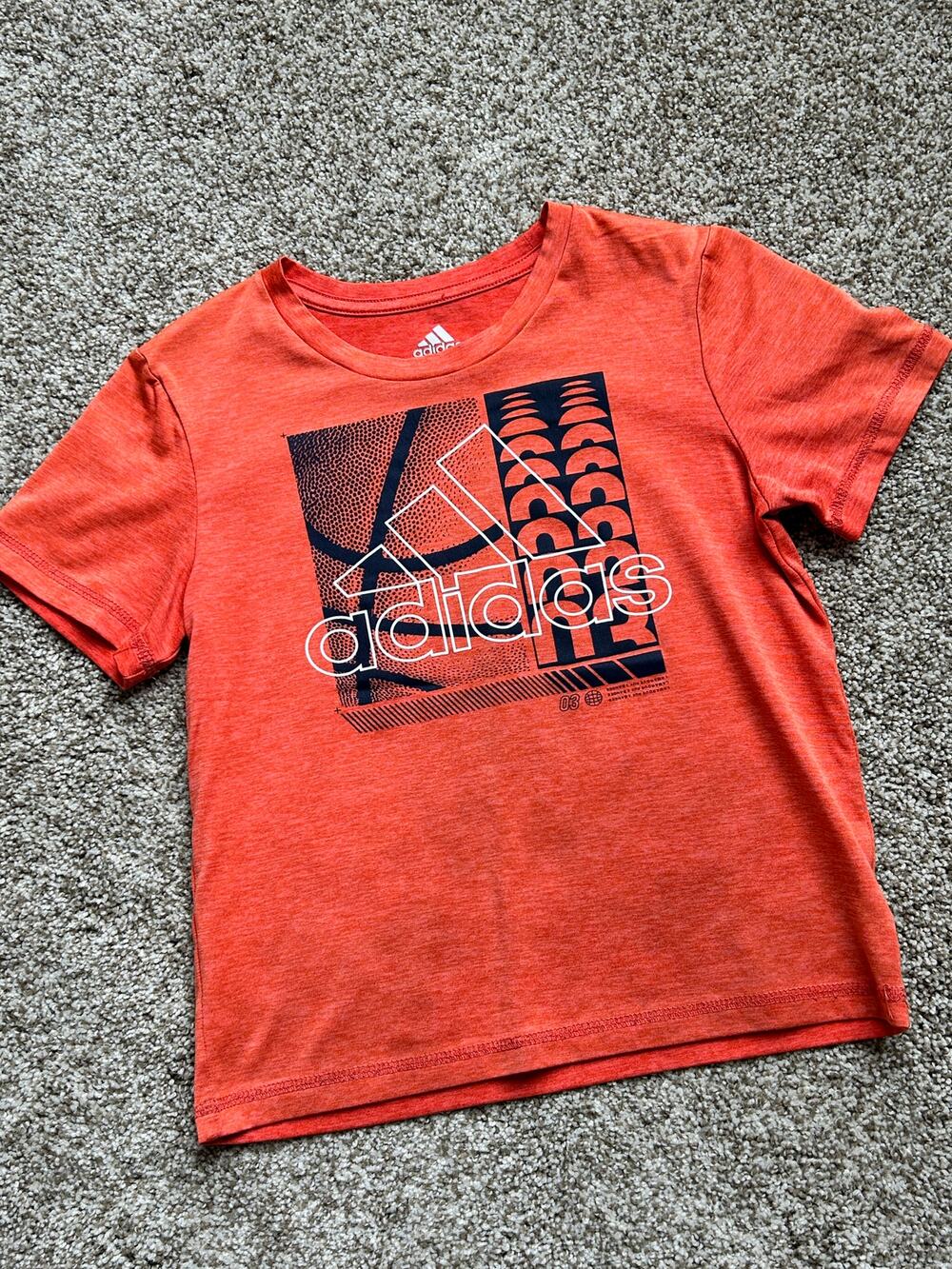 Adidas Youth Orange Basketball Graphic T-Shirt, Size 6